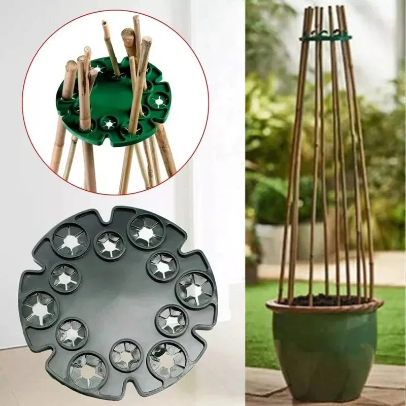 12Pcs Garden Plant Support Protection Trays Bamboo Cane Holder Balcony Plants Support Rack Connectors Garden Stake for Climbing