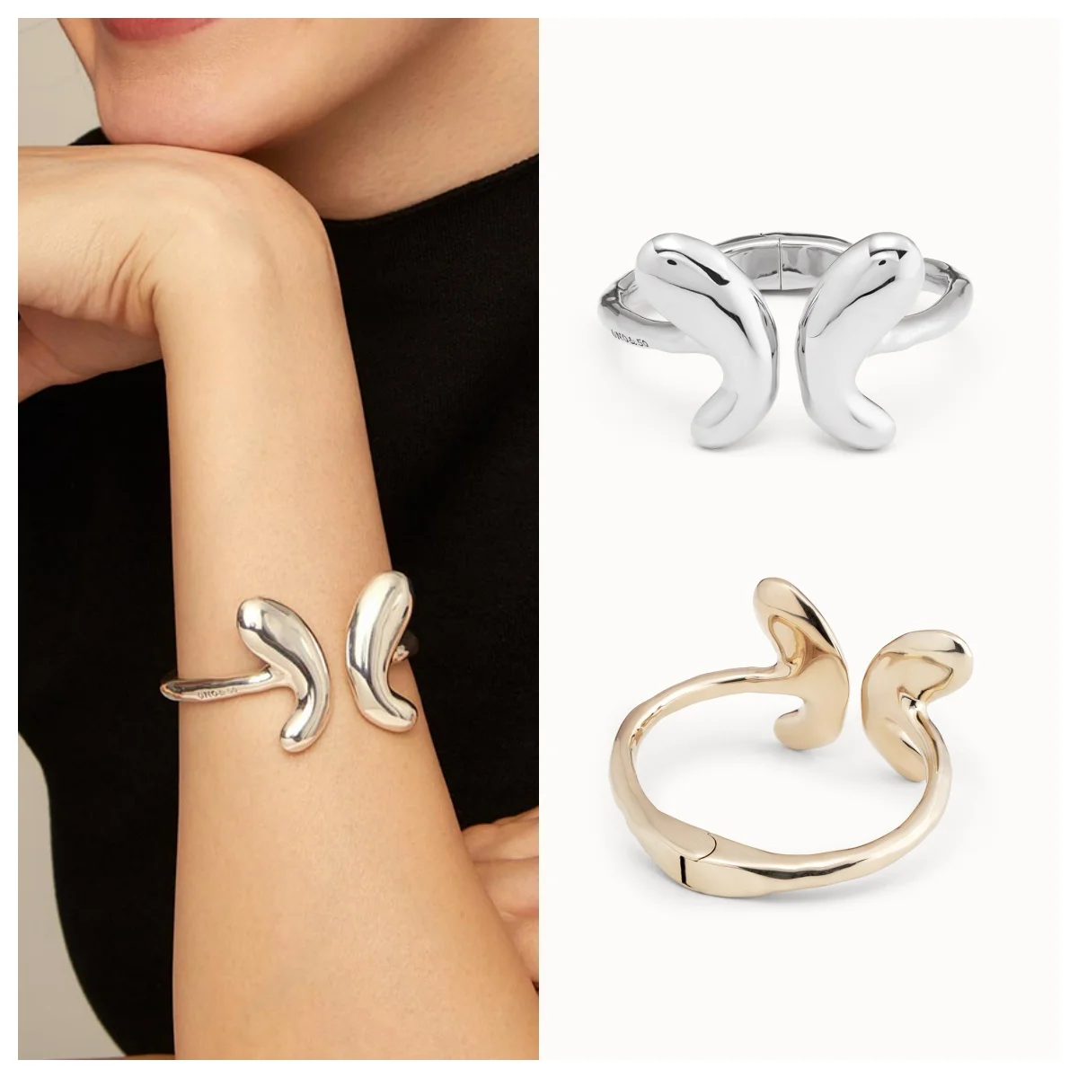 

Unode50 Bracelet Butterfly Wings Silver Plated bracelet Light luxury simple open inner spring design women's metal accessories