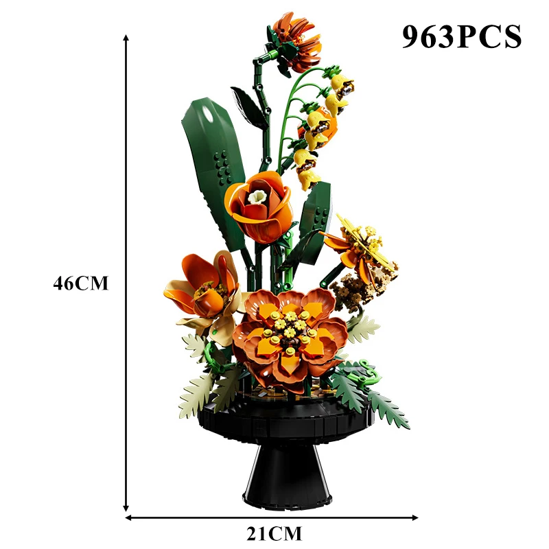 Creatieve Romantische Bloemboeket Vaas Bouwstenen Idee Woondecoratie Eeuwige Bloem Constructie Speelgoed Meisjes Valentijn Cadeau