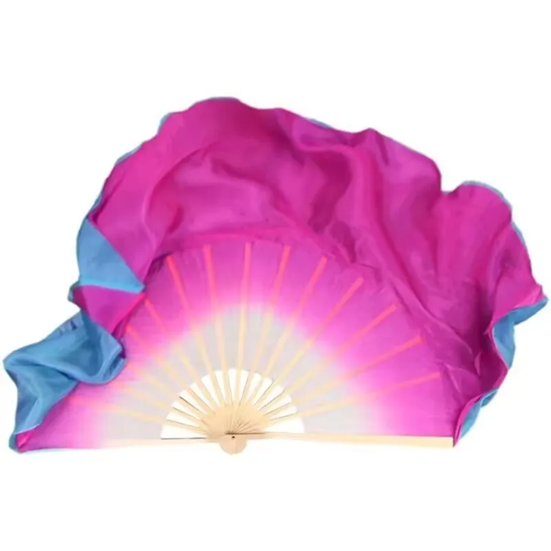 Real Silk or Silk-imitation Double-sided Dance Fan Classical Dance the Big River Two-color Dance Performance of Yangge Dance Fan