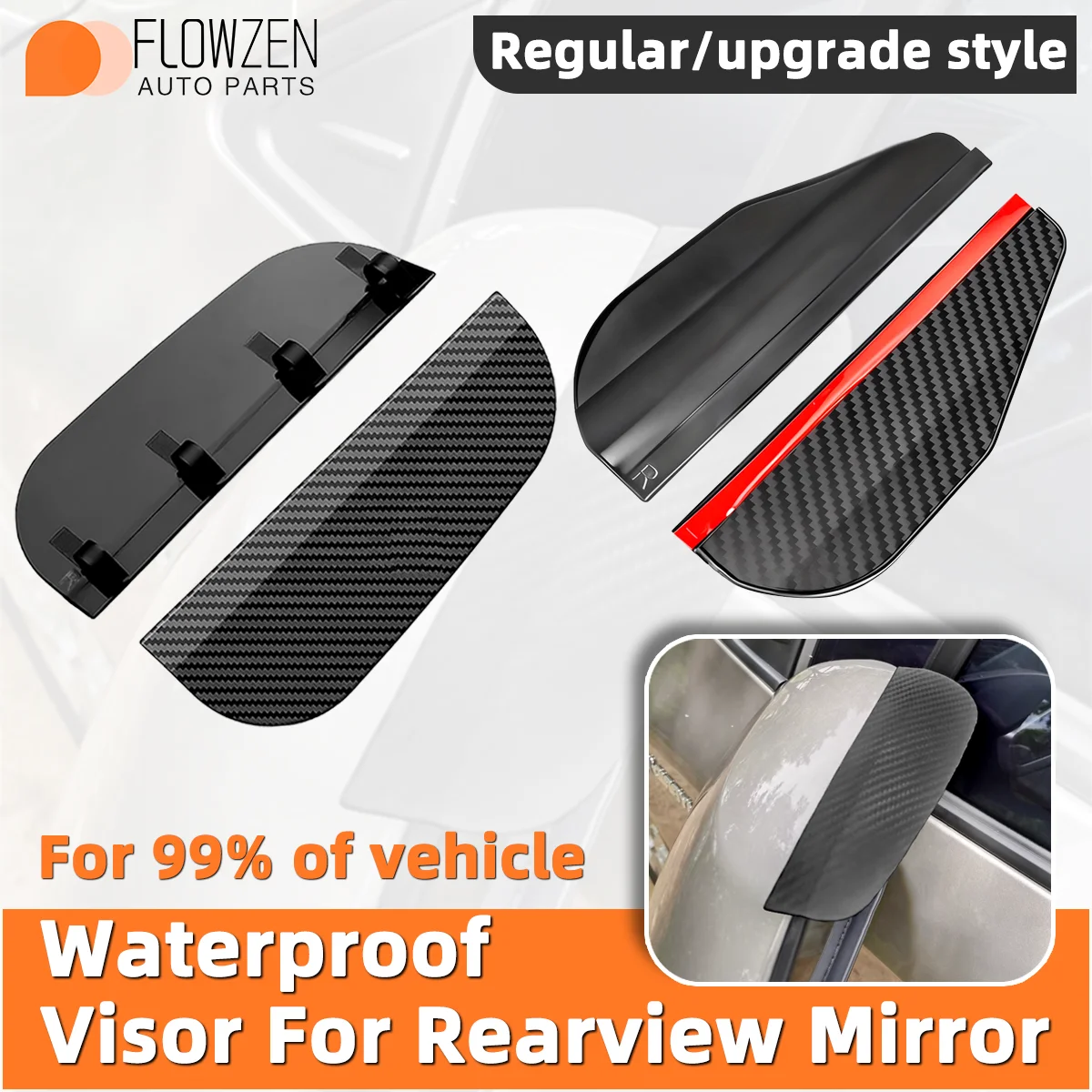 

1 Pair Of Car Waterproof Rain Eyebrows Made Of Carbon Fiber Material Is Suitable For Most Car Rearview Mirror Rain Covers