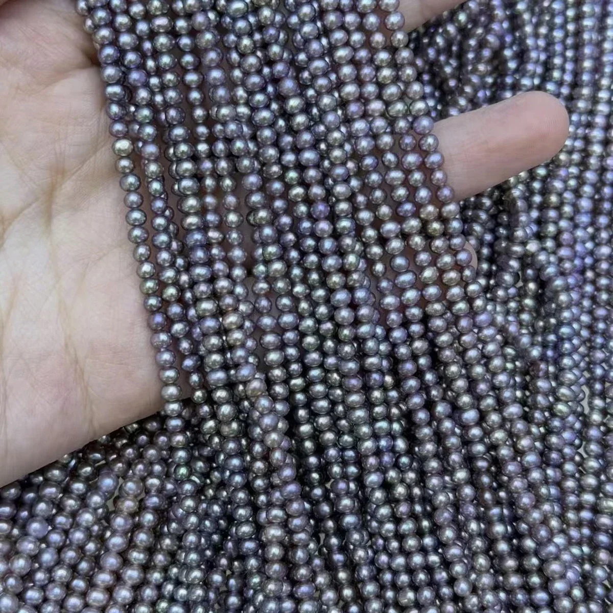 

4A 3-3.5mm Iridescent Glow Natural Freshwater Egg Round Purple Pearl Bead Women Jewelry Make DIY Necklace Bracelet Accessories