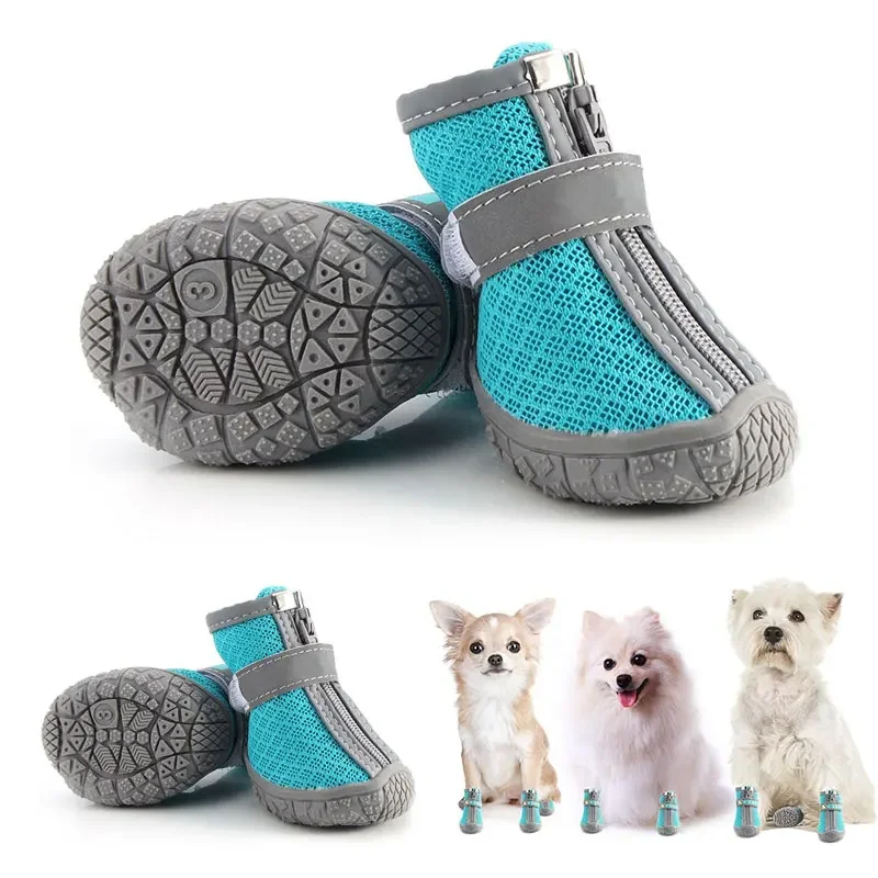 

4pcs/set Waterproof Summer Dog Shoes Anti-slip Rain Boots Footwear Protector Breathable for Small Cats Puppy Dogs Socks Booties