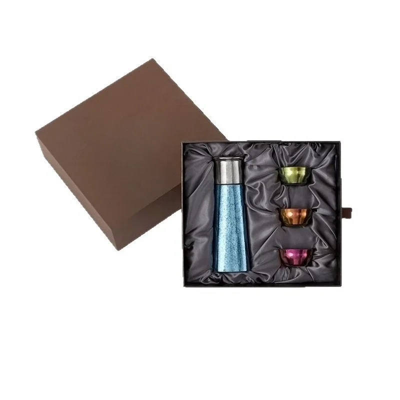 Pure titanium stew cup 420ml + 3 pure titanium Linglong cups (default picture color) gift box set