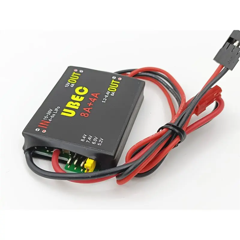 ABGI-New For RC Car Fixed Wing Airplane Robot Compatible 15-26V UBEC 8A+ 4A 5.2/6.0/7.4V/8.4V Servo Power Supply Module