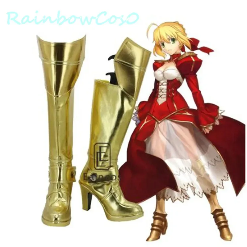 

Fate/stay night Red Saber Nero Claudius Caesar Augustus Сапоги Обувь для косплея Игра Аниме Карнавал Вечеринка Хэллоуин RainbowCos0W1333