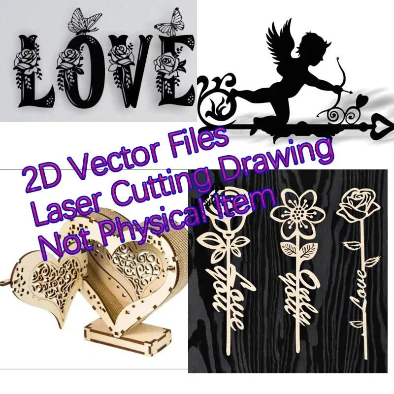 61 Valetine Day Theme Decoration 2D Laser Cutting Glowforge Cricut Vector Drawing Files