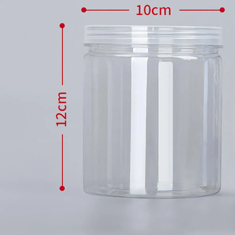 Plastic Seal Bottle PET Clear Empty Packing Bottle Circular Bucket Storage Biscuit Jar Food Grade Sealed Cans Tank Container