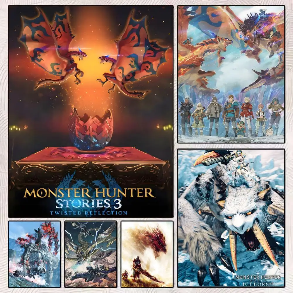M-Monster Hunter Stories 3 Twisted Reflection Poster Canvas Poster Wall Hanging Home Interior Decoration Art Mural Gift