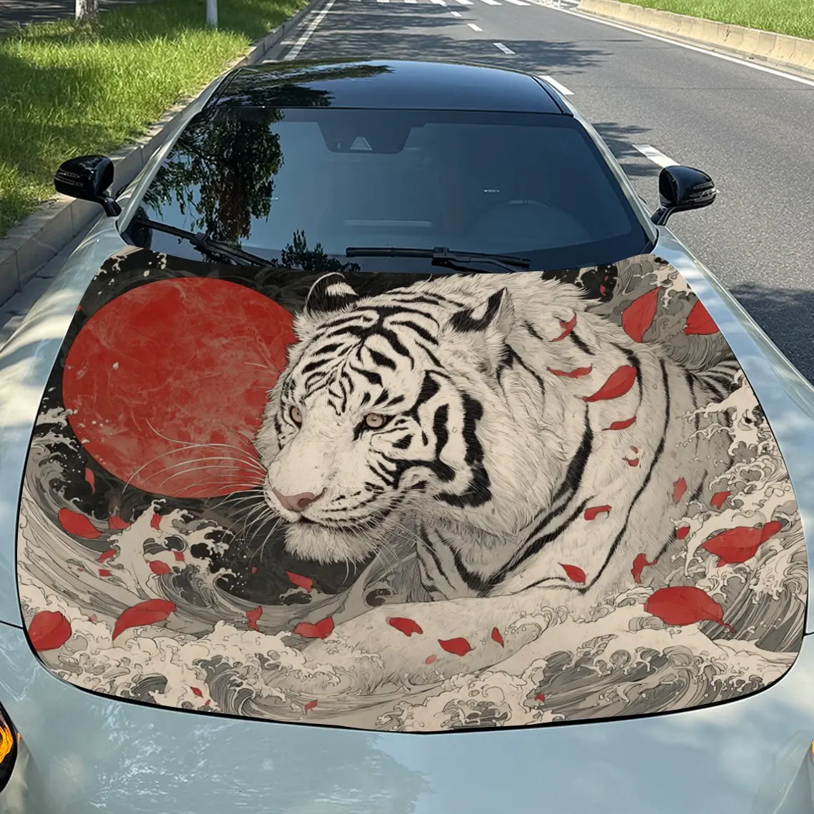 

White Tiger Car Hood Sticker, Durable PVC Vinyl Film Suitable For Most Vehicles, Hood Protection Film Gift, Car Parts | Realisti