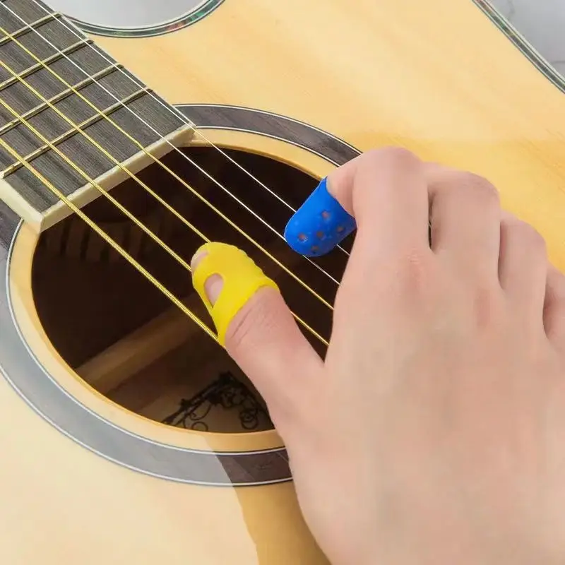 Beginner Guitar Finger Protection Caps - Soft Silicone Anti-Pain Covers, Anti-Slip for Pressing/Strumming/Picking Practice
