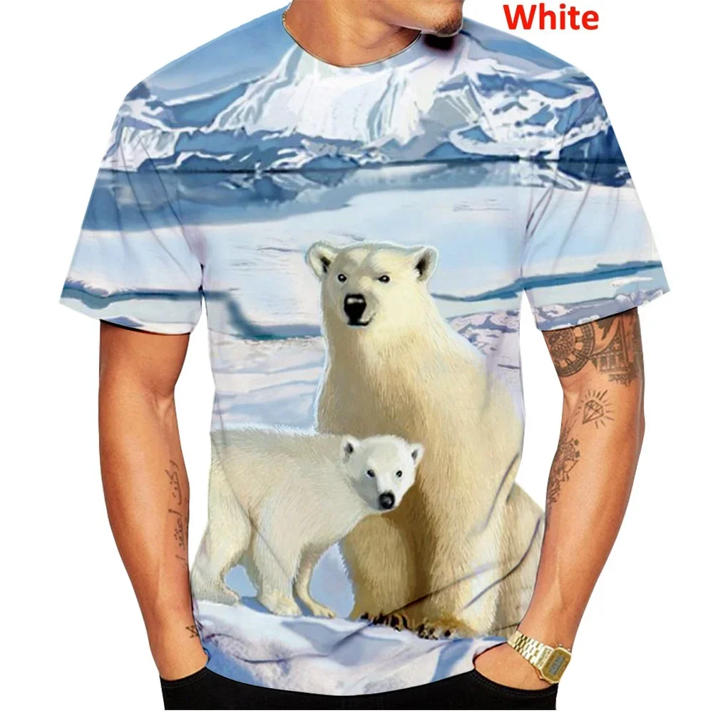 Nowa letnia koszulka 3d Animal Polar Bear Fashion Casual Funny Men Women z krótkim rękawem Harajuku T Shirt