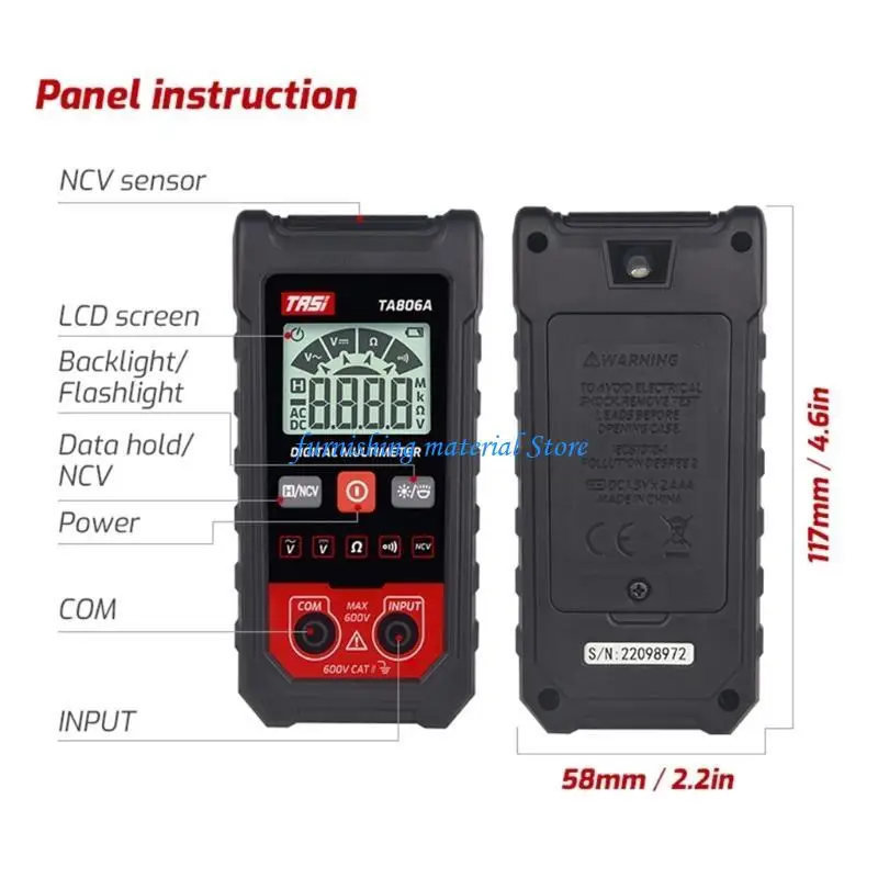 Y5GD multi -fungsional multimeter otomatis dengan tampilan lampu belakang secara otomatis menyesuaikan untuk mengukur arus