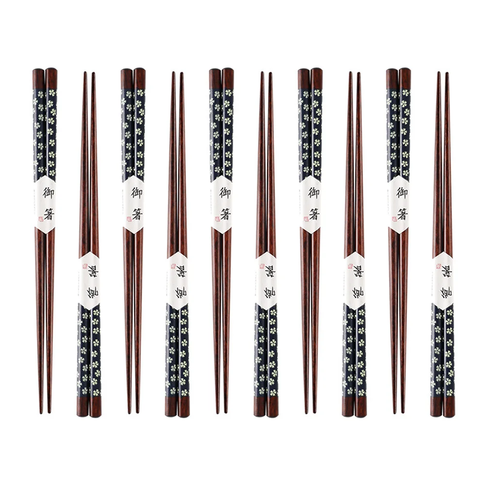 

10 Pairs Cherry Blossom Wooden Chopsticks Lightweight Portable Kitchen Supplies Home Restaurant Travel Sushi Eating Tableware