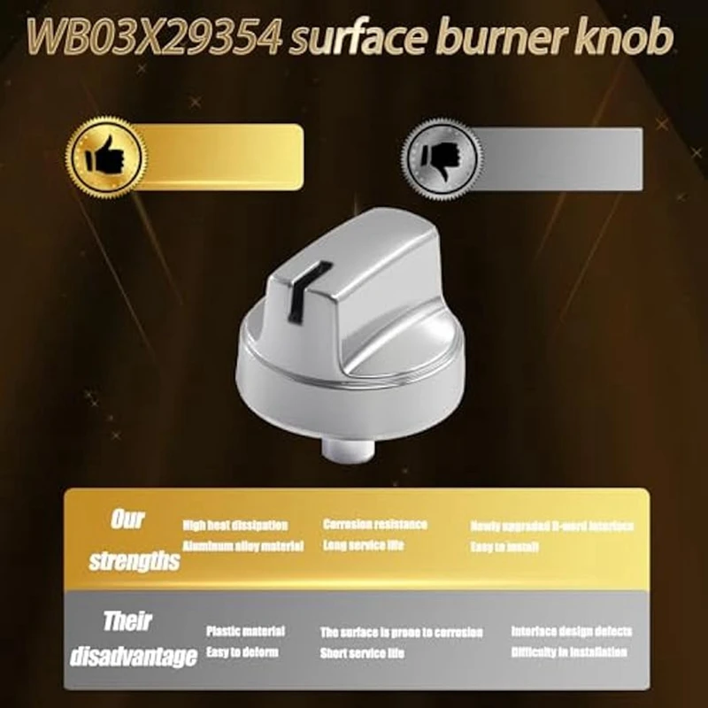 AU-1Pc WB03X29354 For Gas Stove Knobs,Stove Top Knob Replace For WB03X29354 AP6327766 4585908,Profile Stove Knobs
