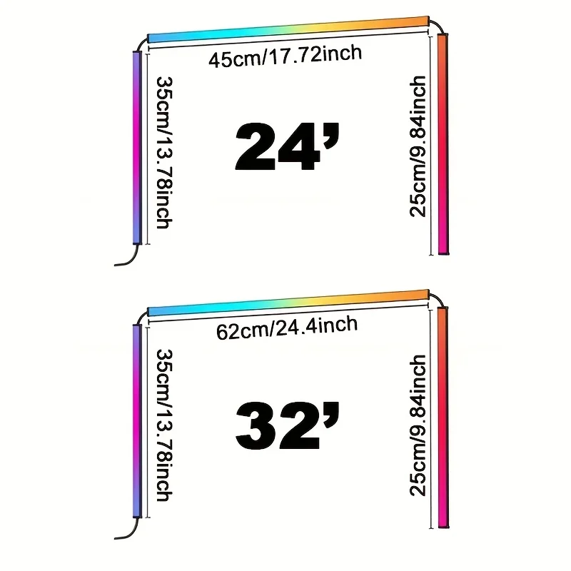 1 قطعة 24/32 بوصة شاشة الكمبيوتر الذكية LED قطاع ضوء RGB سيليكون شرائط مصباح لعبة إضاءة خلفية 4-مفتاح USB التحكم عن بعد