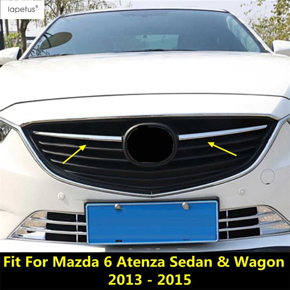 Accessories For Mazda 6 Sedan / Wagon 2013 2014 2015 ABS Chrome Front Center Mesh Grille Grill Radiator Strips Decor Cover Trim