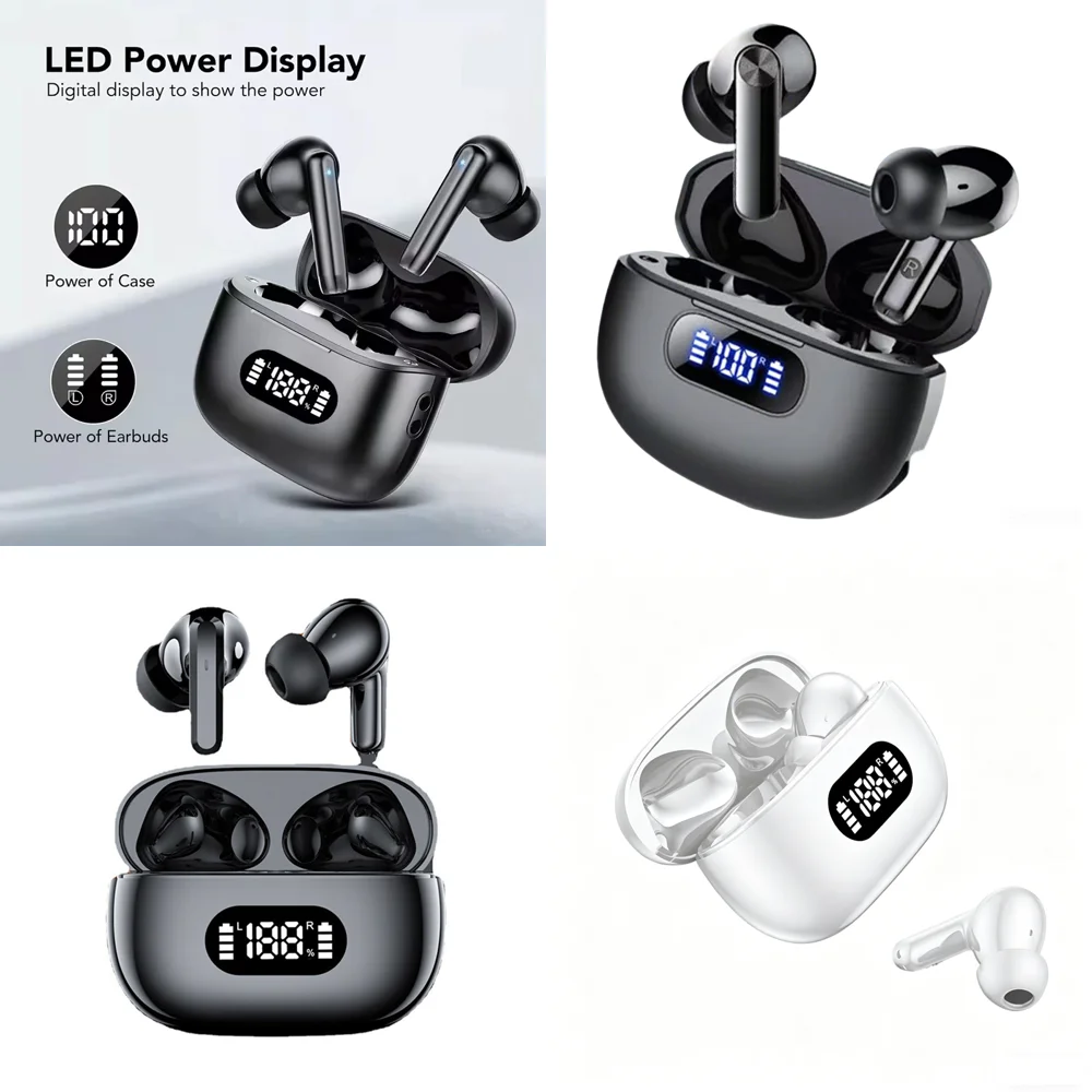 

BT 5.4 Headphones with LED Display Clear Calls Long-Battery Life Wireless Earphone for iPhone Android with Earbuds for Travel