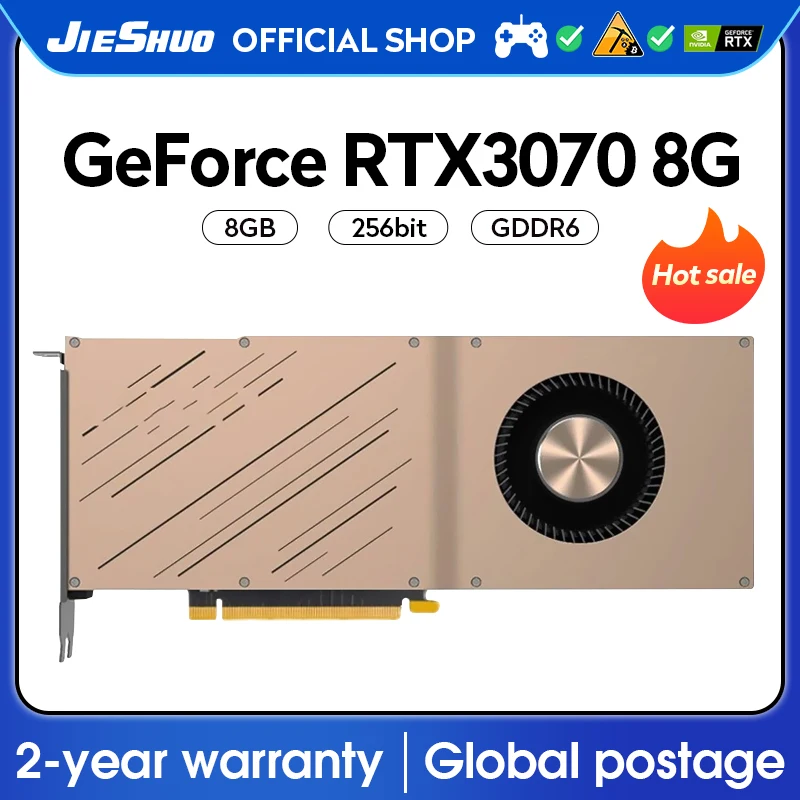 JIESHUO RTX 3070 8G Turbo Formal Version Video Graphics Card 16Pin GDDR6 256bit rtx3070 8gb Supports PC Office Games Such As KAS