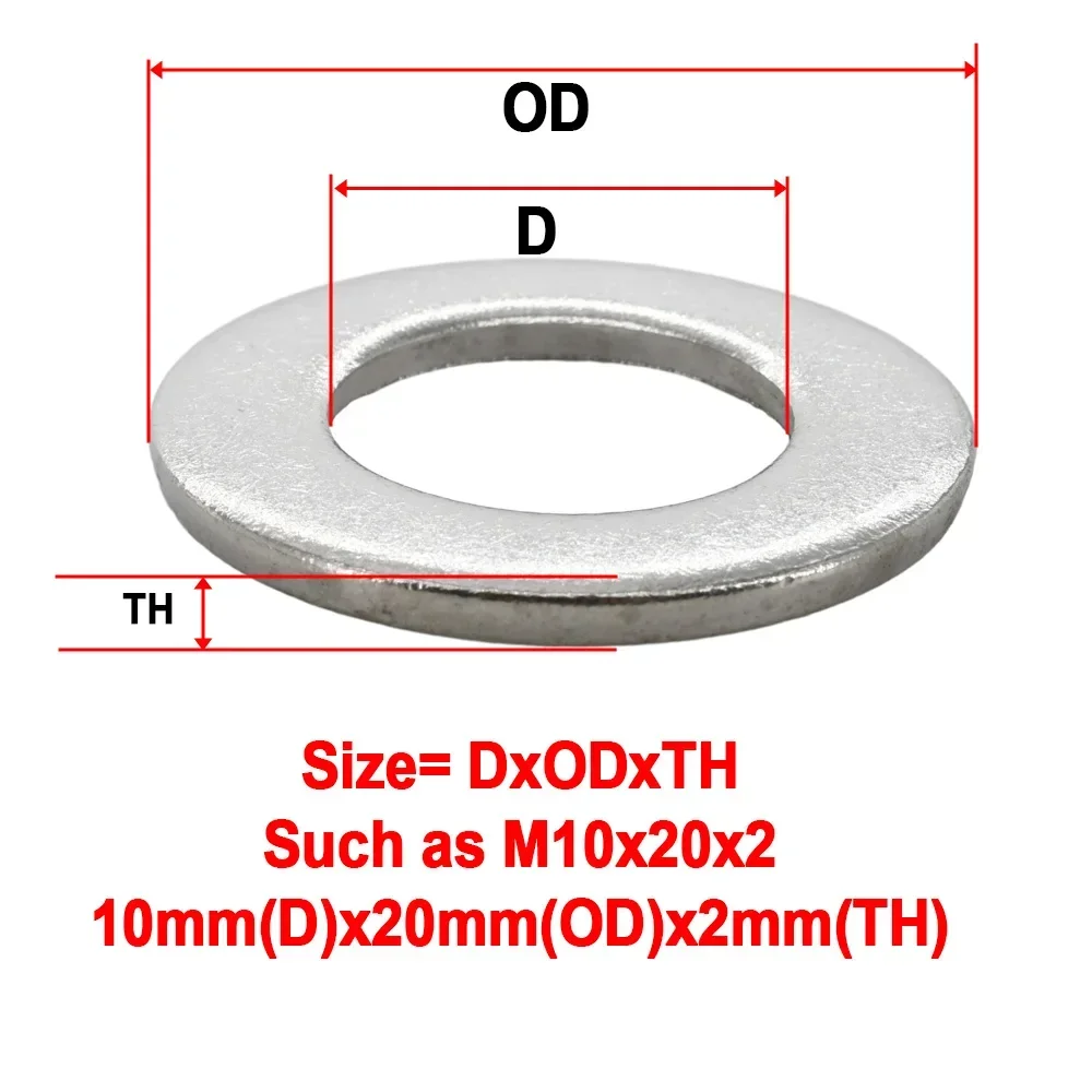 Rondella piatta grande in acciaio inossidabile 304 Guarnizione oring da 0,5/1/2/3 mm Rondelle semplici Meson Lavorazione dei metalli Distanziatori