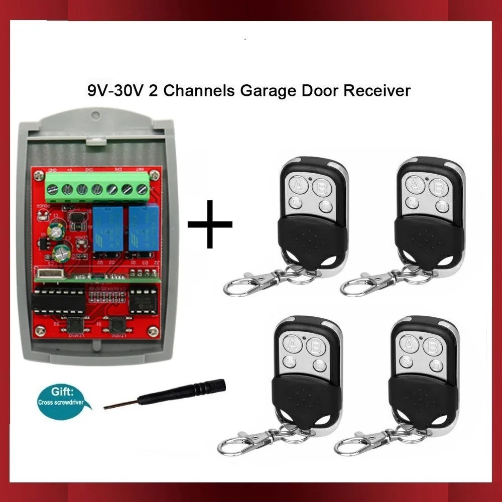 

Receiver 300-868MHz AC DC 9-30V Universal Remote Control Garage Door 2 Channels Transmitter Gate 433mhz 868mhz Rolling Fixed