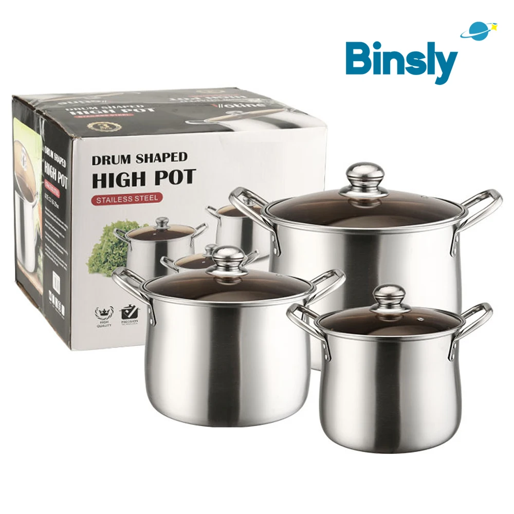6-Piece Premium Stainless Steel Cookware Set Stock Pot Set with Lids Induction & Gas Stove Safe Cooking Soup Pot for Family