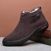 New 2025 Winter Boots Men Warm Wool Frosted Genuine Leather Snow Boots Waterproof Non-slip High Top Cotton Shoes Man Boots