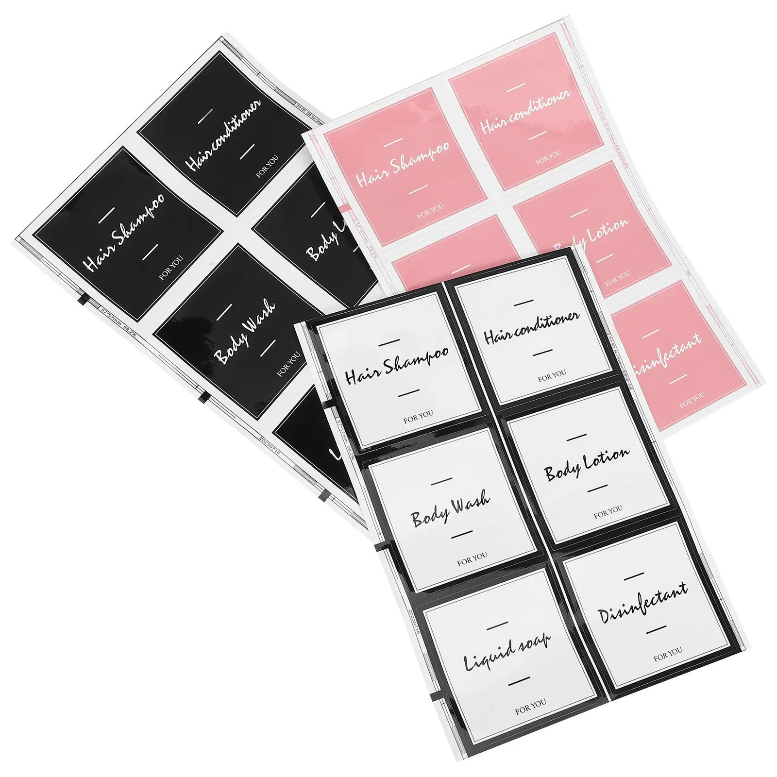 

3 Sheets Lotion Bottle Labels Shampoo Conditioner Body Wash Bathroom Dispenser Stickers