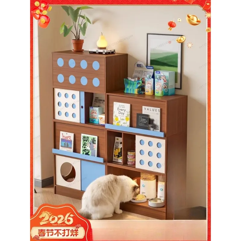 2026 Cat Condo with Litter Box | All-in-One Wooden Pet House & Storage Cabinet