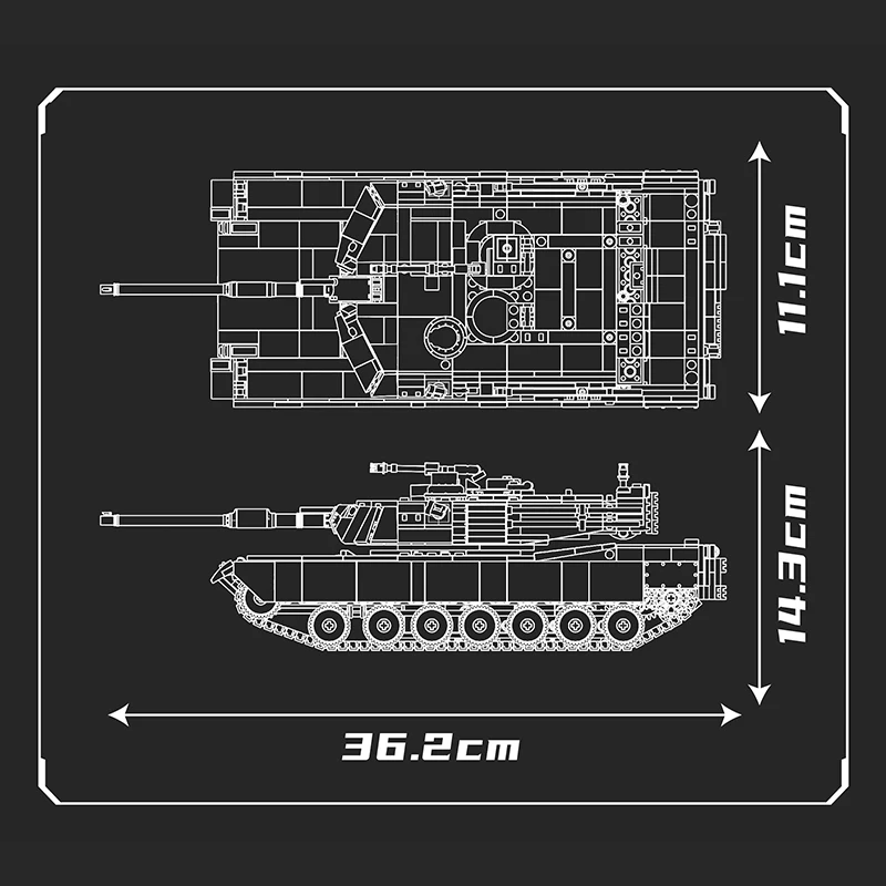 Molde rei 20033 tanque técnico brinquedos o rc m1a2 tanque de batalha principal bloco de construção montagem tanque tijolo conjunto crianças presente natal