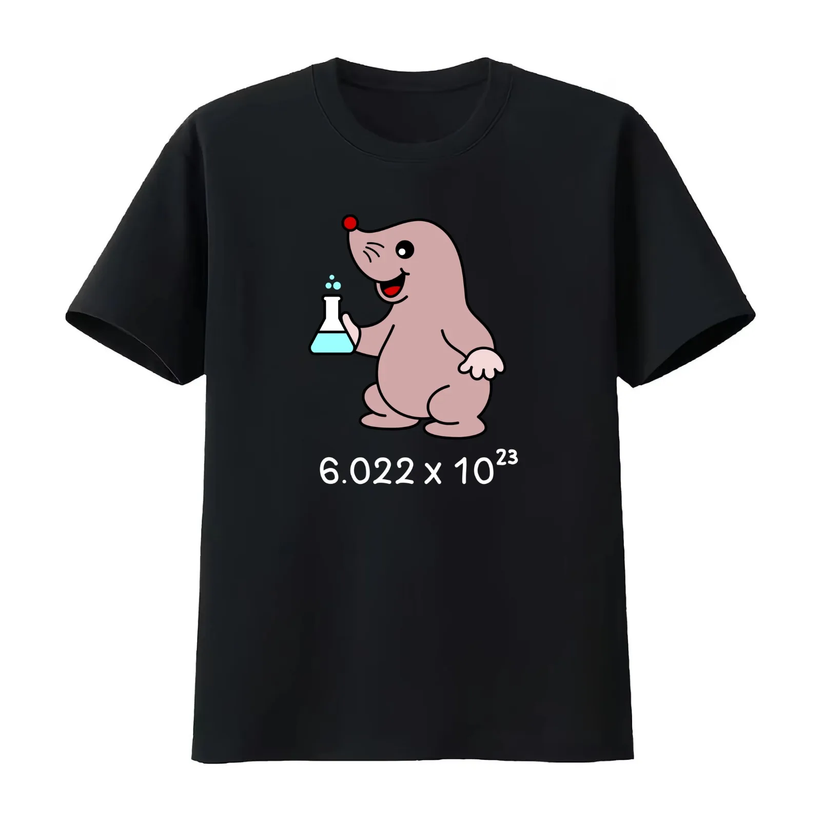 Cute Mole Chemist. Avogadro's Number Pun. T-Shirt Summer Casual Cotton Tee Oversized Streetwear Tops Vintage Graphic Print