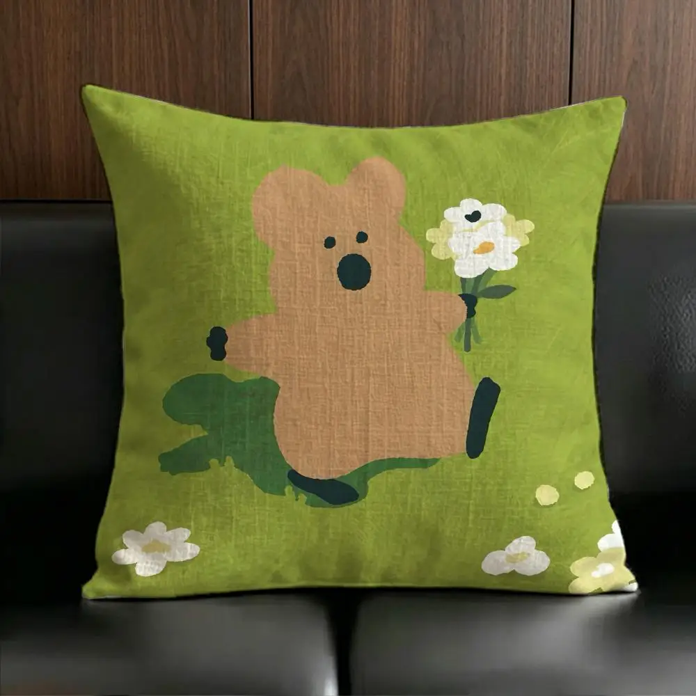 ANIME Quokka Cushion Cover Anti-dustmite Pillowcase Invisible zipper silky short plush Sofa cushion cover