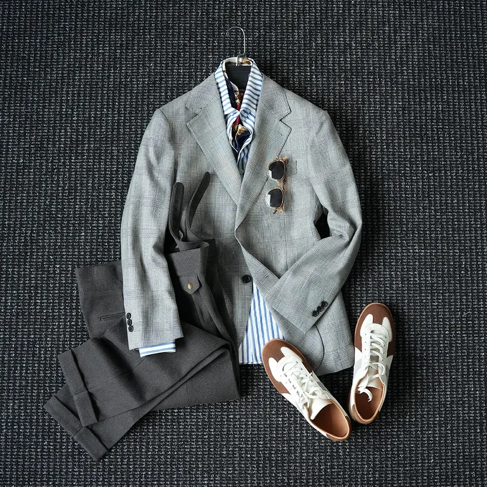 Worsted wool prince suit men's gentleman's commuter gentleman suit