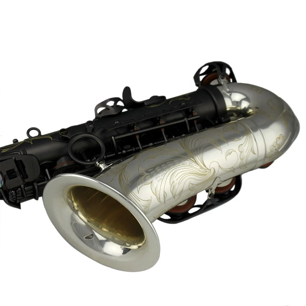 HIgh Grade Professional Matte Black Color Body  Silver Bell Alto Saxophone Wholesale Professional Musical Instrument OEM