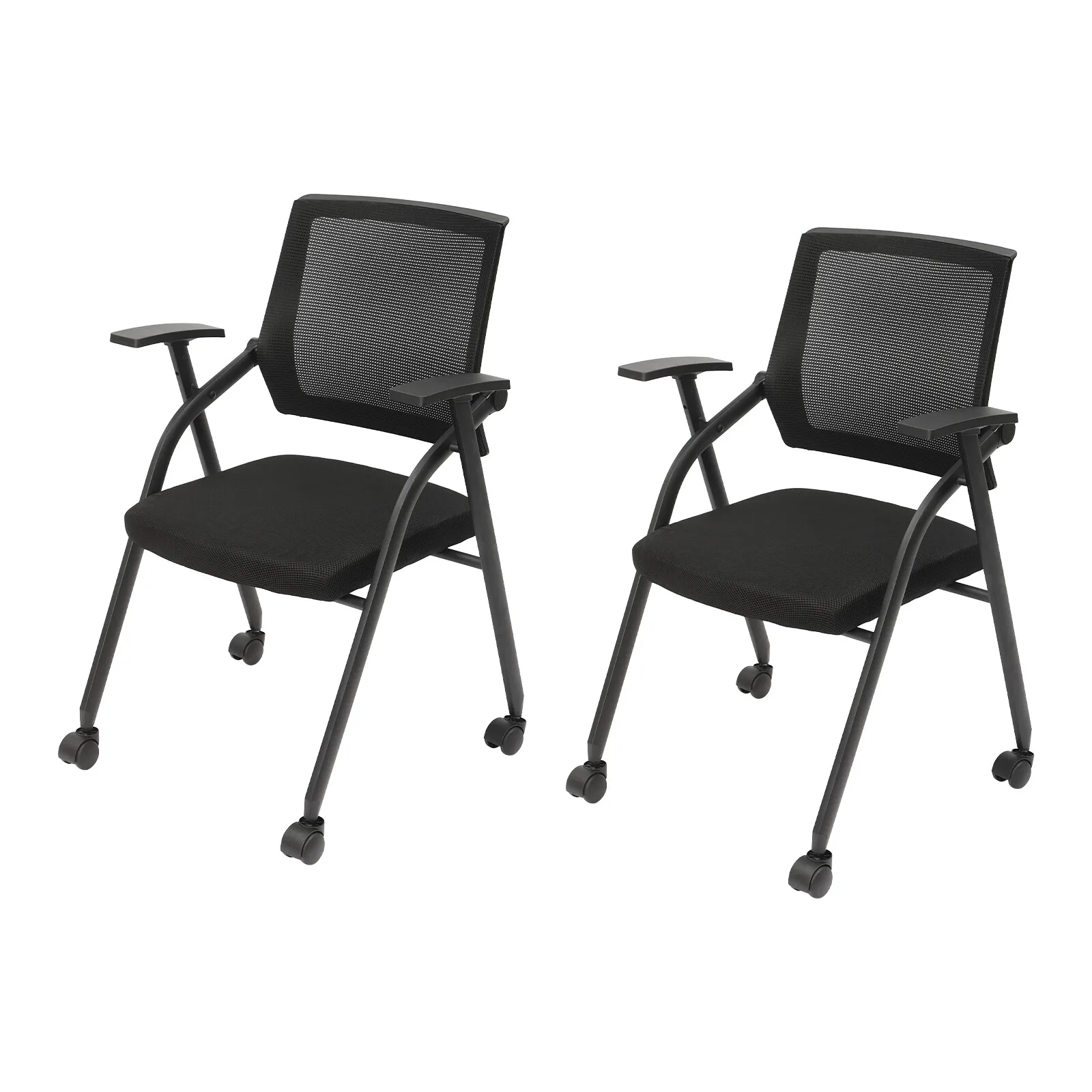 2PCS Steel Pipe Black Office Conference Reception Chairs Guest Chair Mesh Back Waiting Room Seat  Freestanding