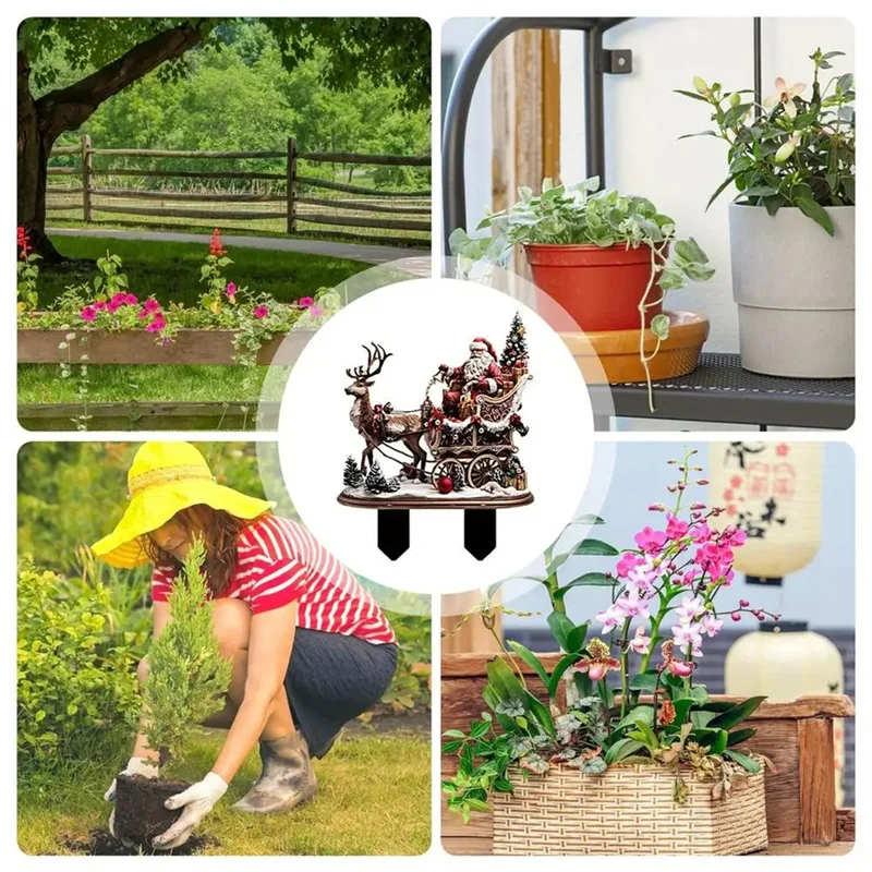 -A14E حديقة أكريليك حصص عيد الميلاد 2D الاكريليك ساحة الفن ديكور الرنة حصص عطلة الحديقة ديكور للأسوار المشهد