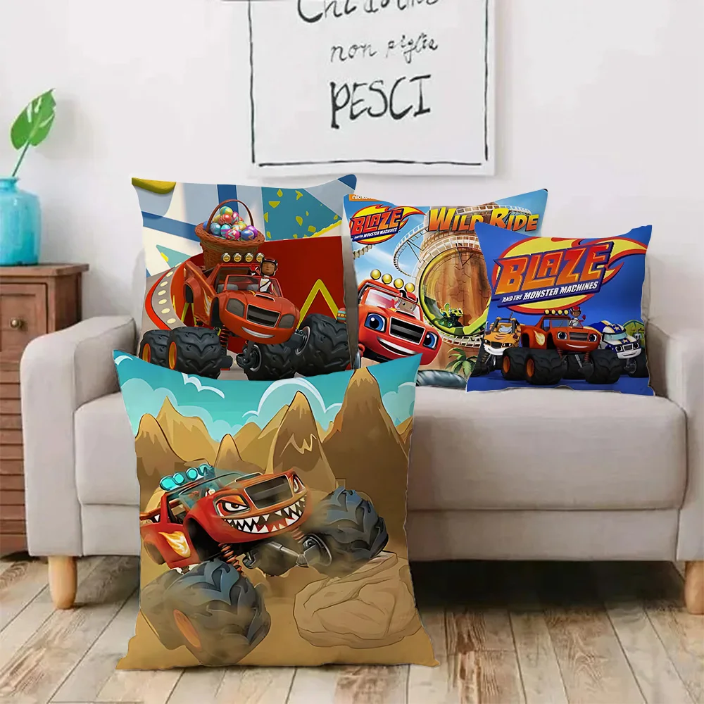 B-Blaze and the Monster Machines Pillow Covers Cartoon Sofa Decorative Home Double-sided Printing Short Plush Cute Cushion Cover