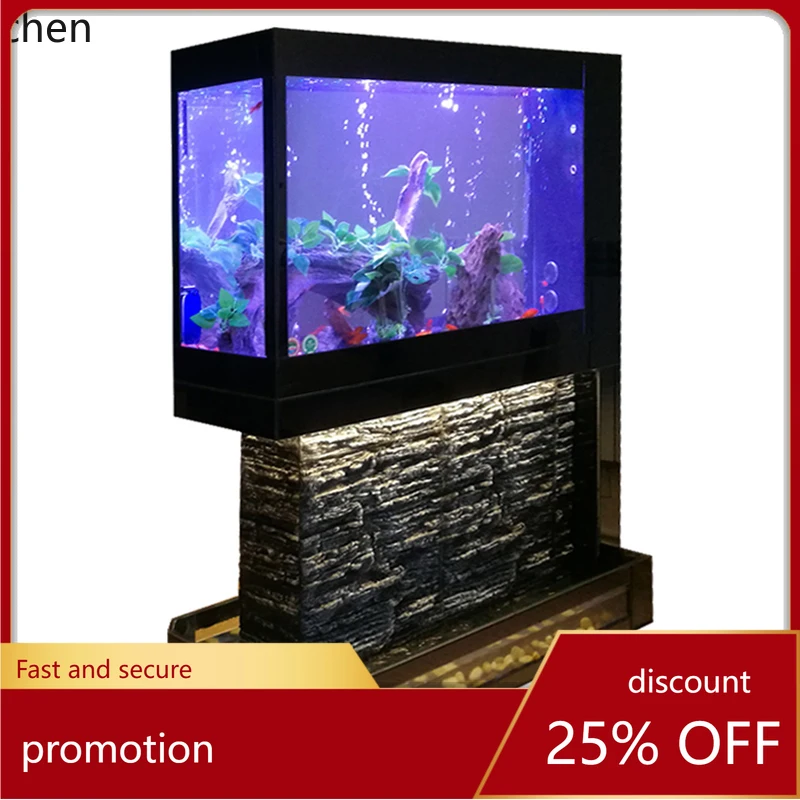 HXL ultra-white glass large floor-to-ceiling water curtain wall fish and turtle polyculture ecological tank screen partition