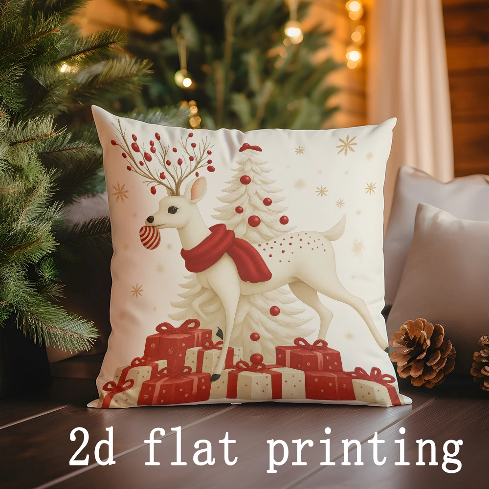 ديكور المنزل عيد الميلاد سانتا والرنة وسائد للديكور يغطي نمط غطاء الوسادة مناسبة لغطاء وسادة السيارة غرفة نوم أريكة #4