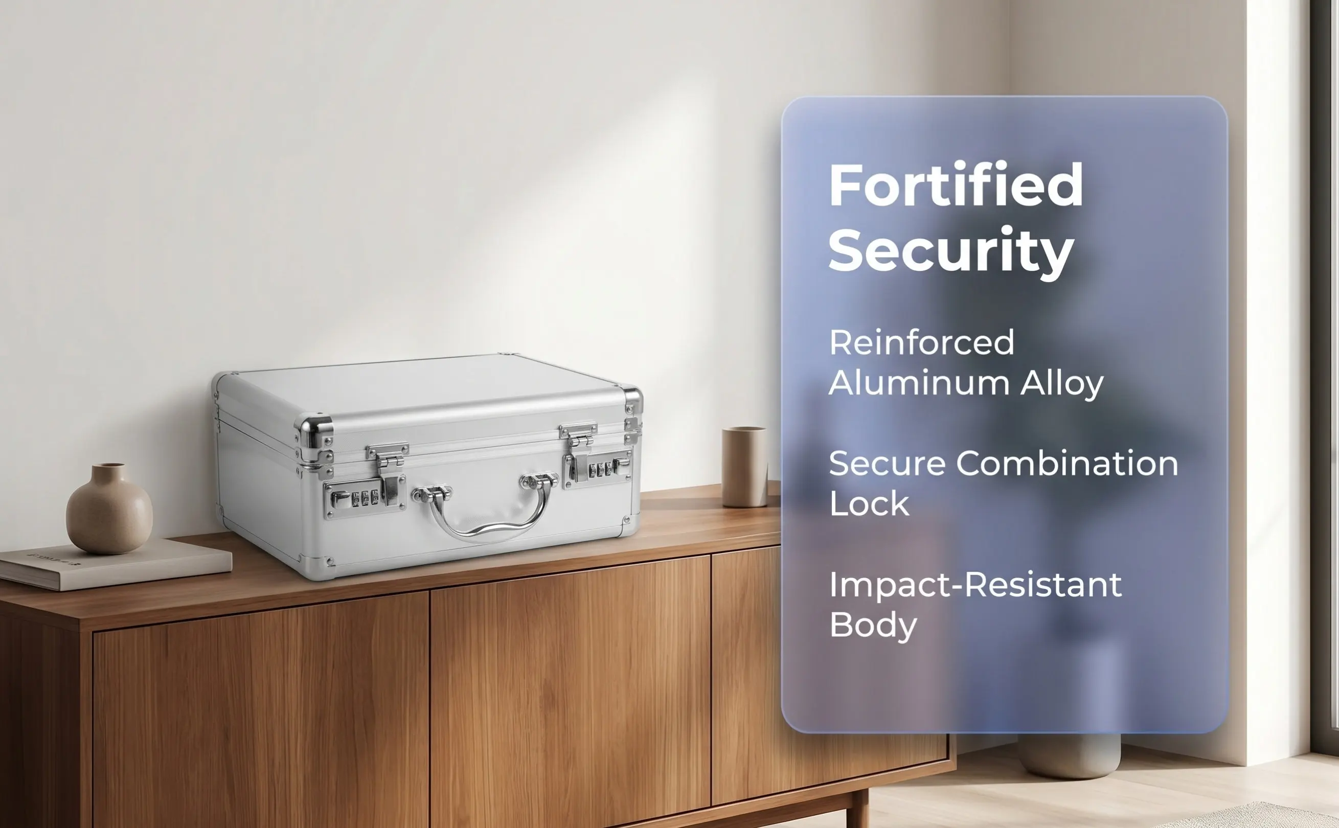 Large Portable Medicine Box with Combination Lock Aluminum Alloy Construction Secure Medication Organizer for Travel Home School