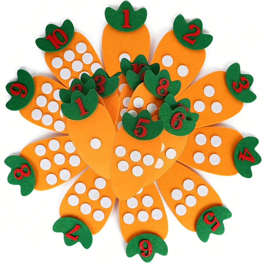 1/2 Sets Fun Carrot Felt 1-10 Number Felt Teaching Aids - DIY Free Assembly Math Cognitive Tools School Supplies