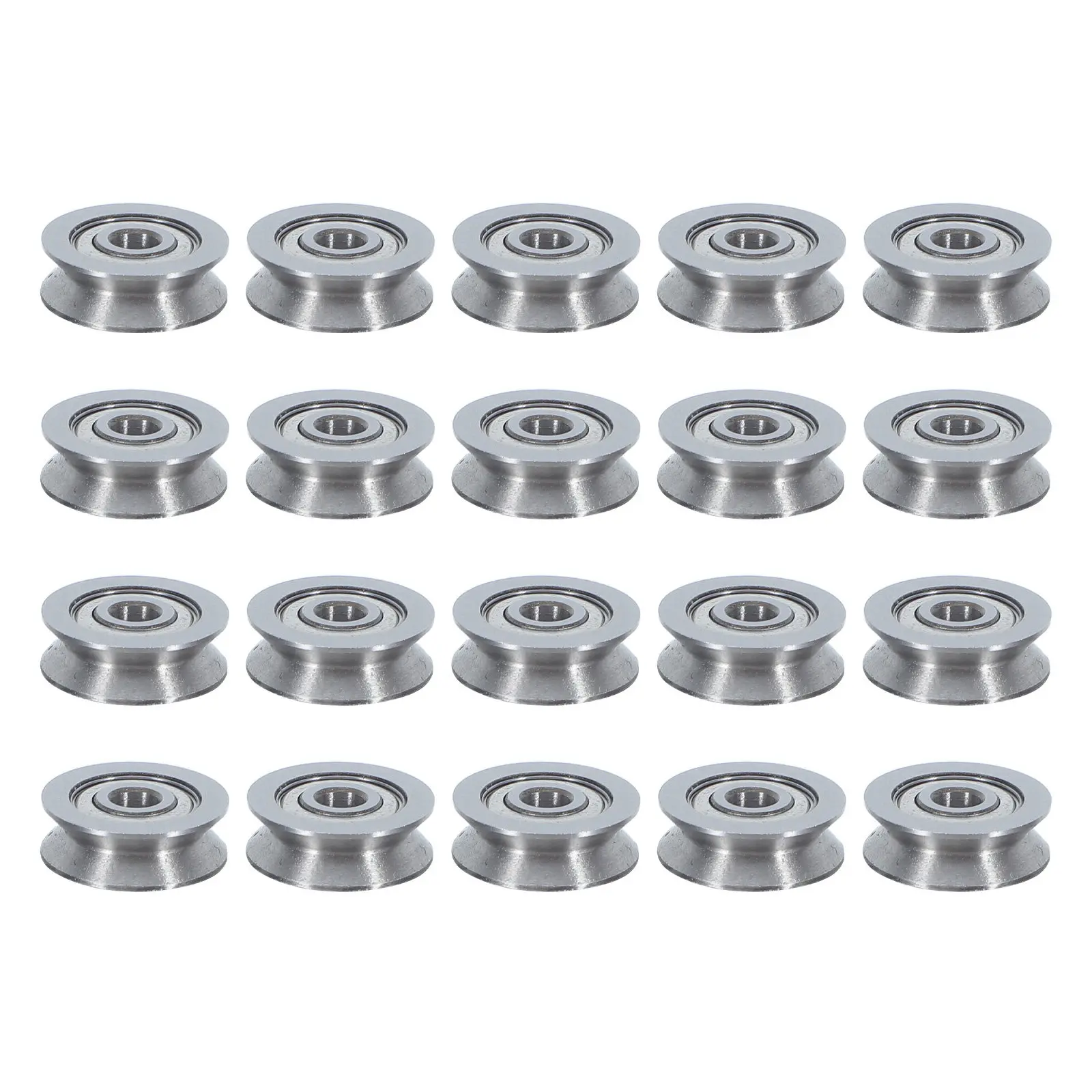 20Pcs V-Groove Bearing Pulley Carbon Steel Small Pulley Wheel Rail Guide Linear Motion Miniature Track Bearings 0.47x0.47x0.16in