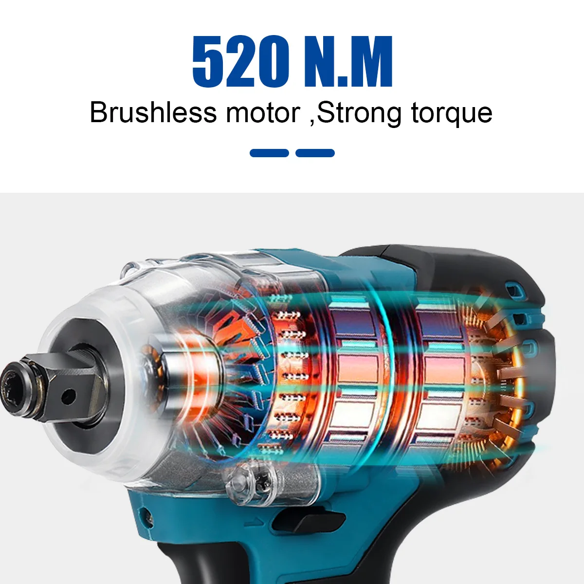 Imagem -05 - sem Escova sem Fio Chave de Impacto Elétrica Polegadas Ferramentas Elétricas 3000amh li Bateria Adaptar a Makita 18v Batterry Chave de Impacto Bateria 388vf 520n.m