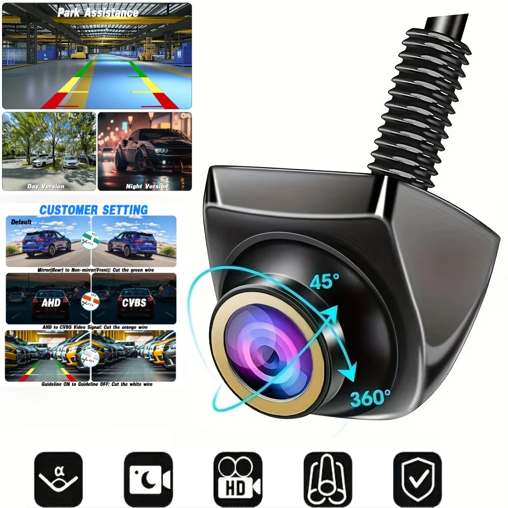 HD Car Rear View Backup Camera | Reverse Parking Camera for Front/Side/Backup View, Video Resolution, Universally Applicable