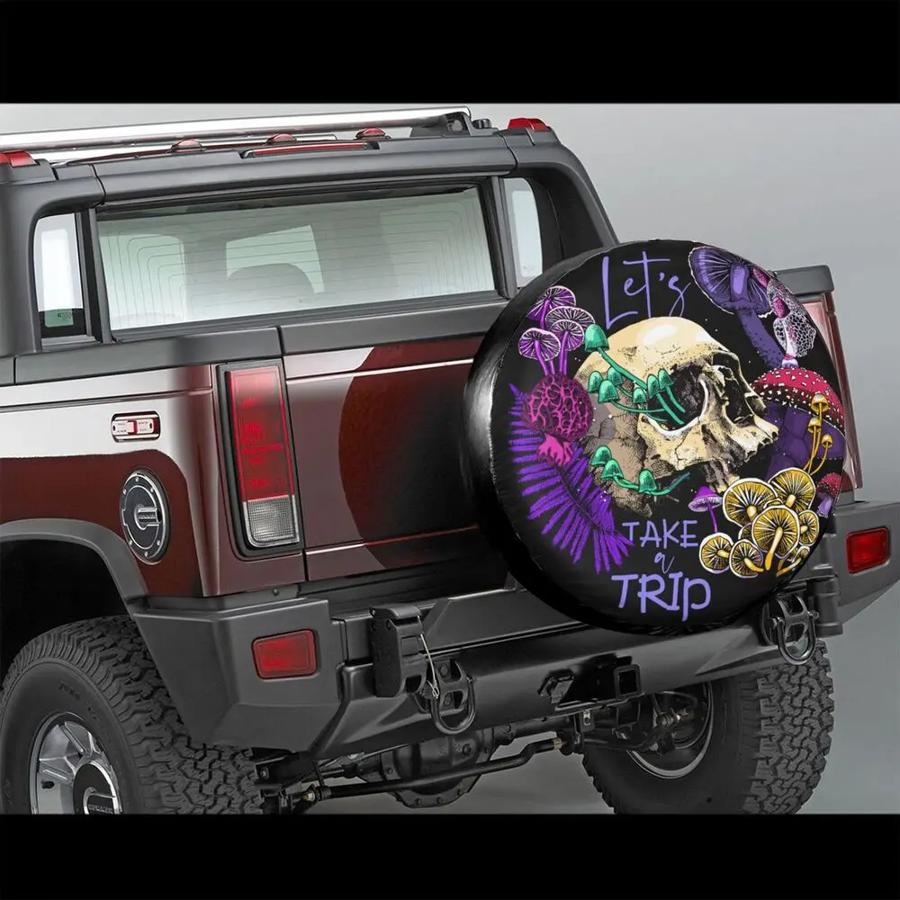 Clubdeer Mushroom Skull Spare Tire Cover Weatherproof Wheel Protectors Universal Fit for Trailer Rv SUV Truck 14 15 16 17 Inch