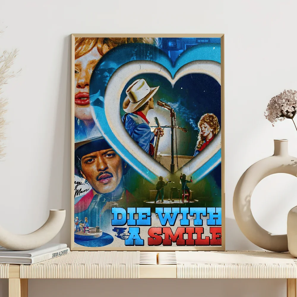 المغني سيدة غاغا يموت مع ابتسامة المشارك لوحة ذاتية اللصق غرفة المعيشة مكتب الديكور غرفة نوم المنزل الجدار ملصق يطبع #6