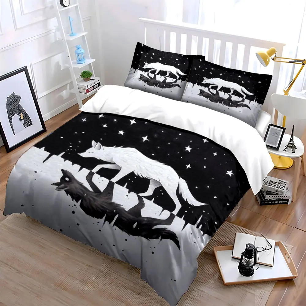 Wolf Art Three-Piece Set Multiple sizes kid's and adults' bedroom Exquisite 3PC bedding set, gift
