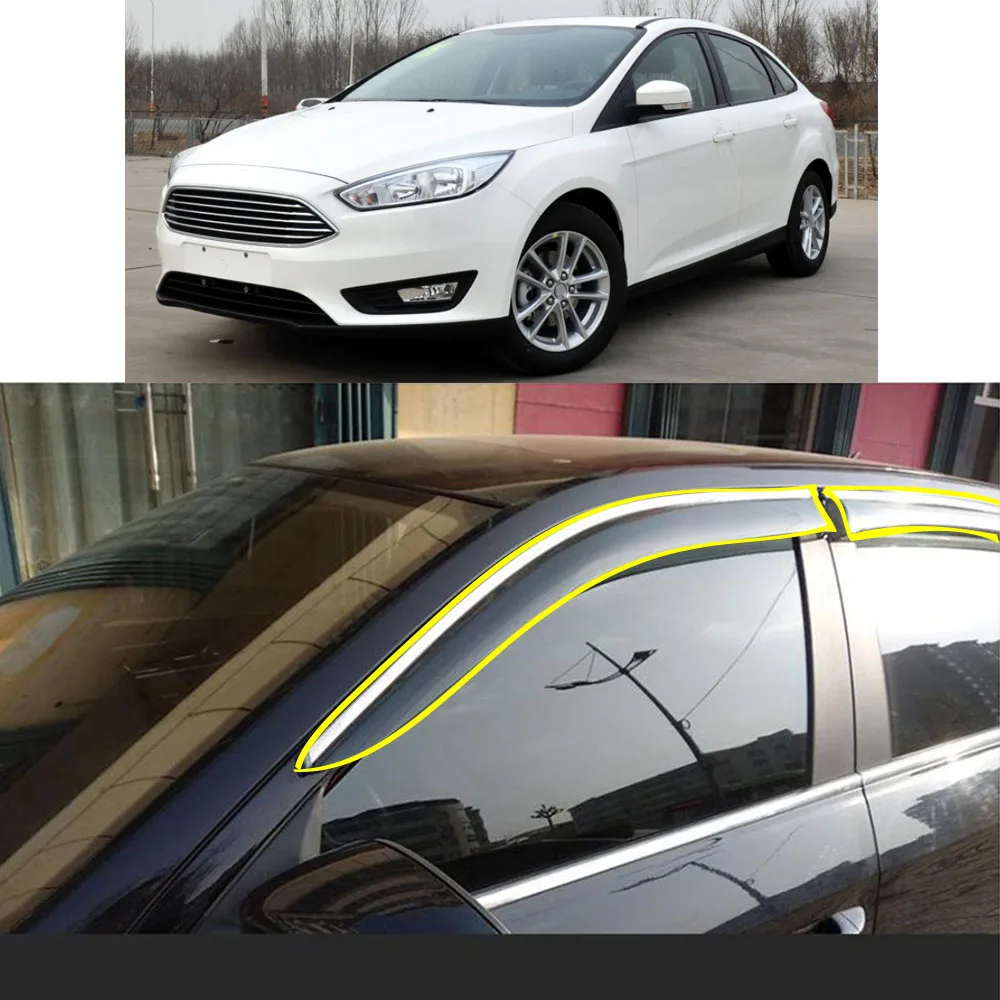 

Car Styling Sticker Plastic Window Glass Wind Visor Rain/Sun Guard Vent For Ford Focus Sedan 2012 2013 2014 2015 2016 2017 2018