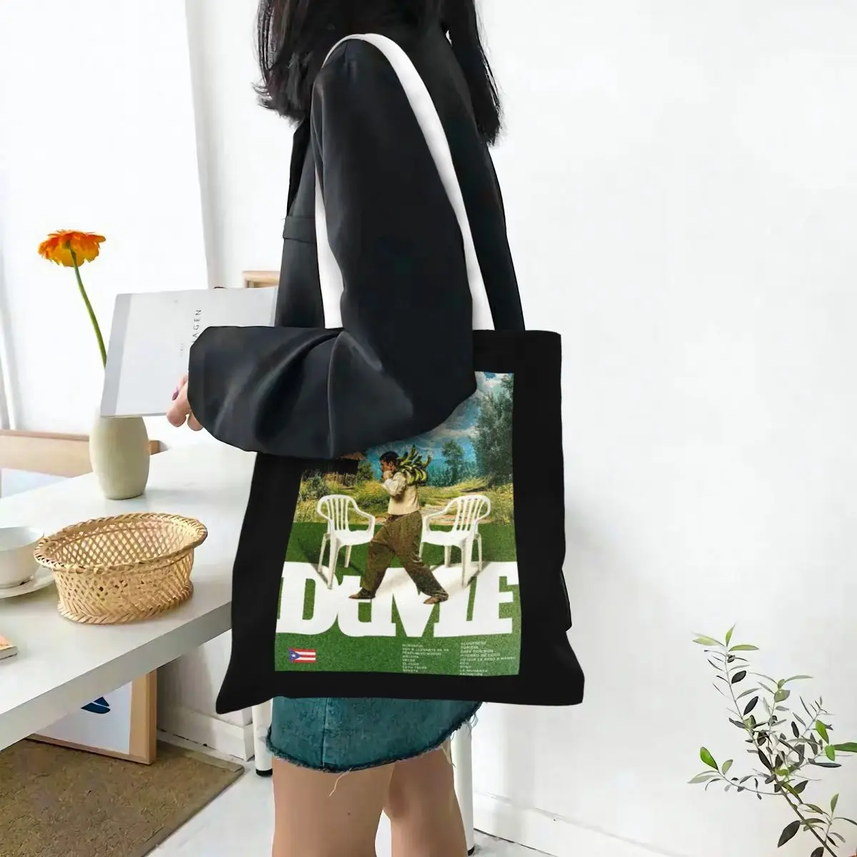 حقيبة حمل قماشية على الطراز القديم من Bad Bunny قابلة لإعادة الاستخدام وحقيبة بقالة ذات سعة كبيرة للجنسين حقائب سفر بورتوريكو