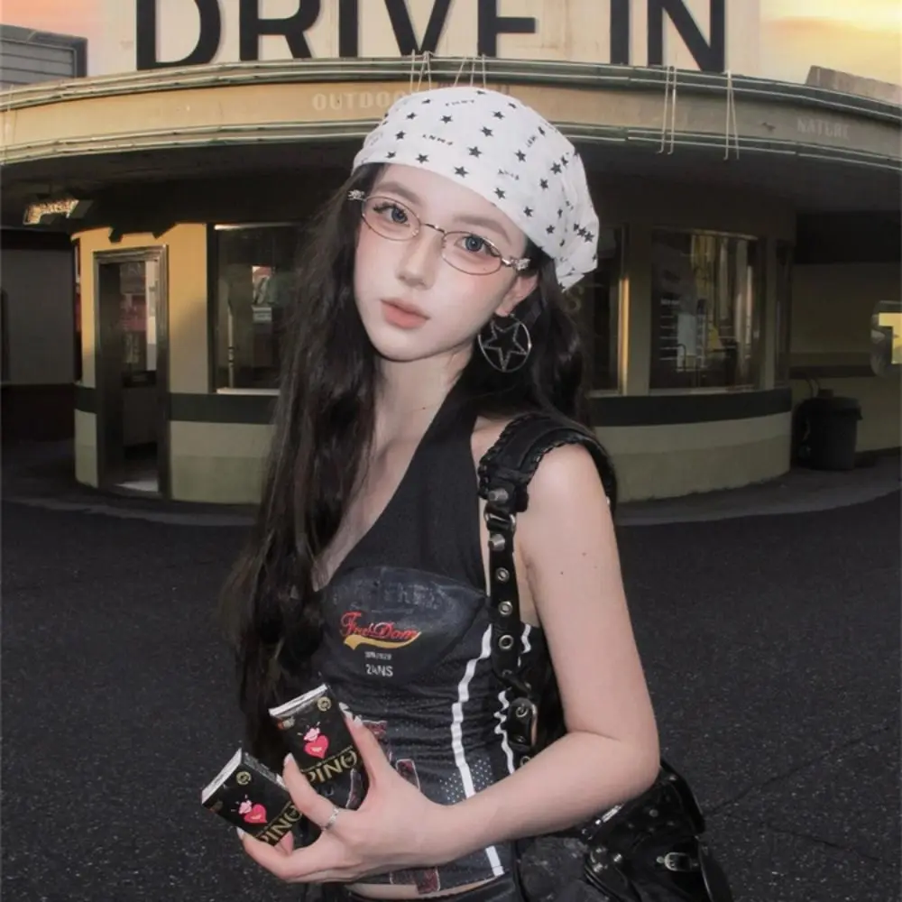 

Exquisite Sweet Leopard Print Headscarf All-match Chest Scarf Y2k Print Turban Neckchief Star Punk Bandana Beach